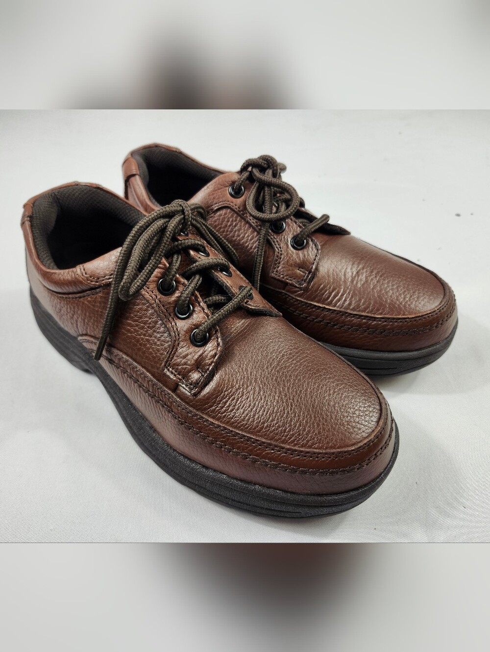 Nunn Bush Mens 7.5 M Brown Leather Oxfords Comfort Gel Lace-Up Shoes
